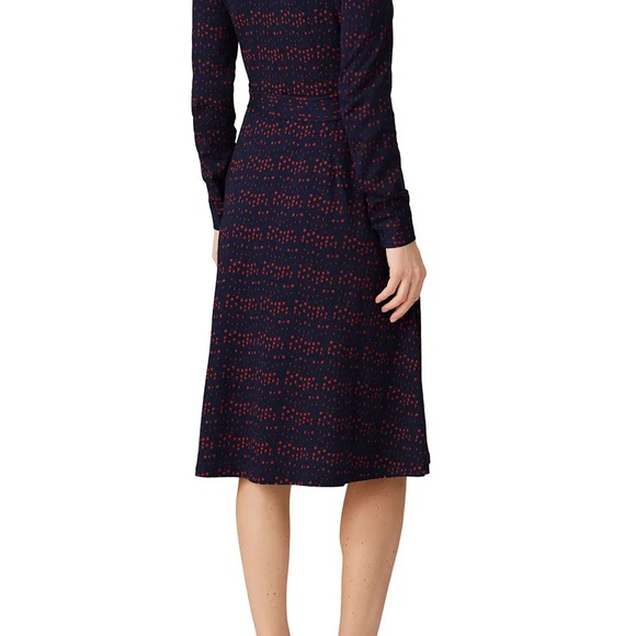 Boden Susannah Navy & Orange Polka Dot Midi Shirt Dress - Size 6R - Picture 3 of 13